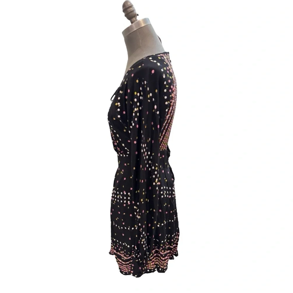 Free People Black Printed Coryn Mini Dress Size 12